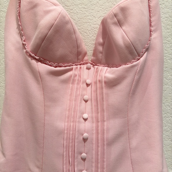 Oh Polly Pink Corset-Style Chiffon Dress - Picture 3 of 3